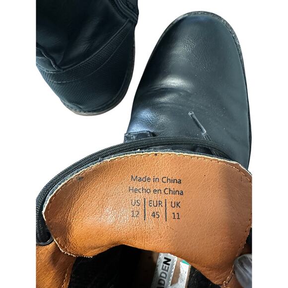 Steve Madden Men's Black Leather Lace-Up Boots, Size 12, Excellent Pre-Owned - Picture 6 of 6